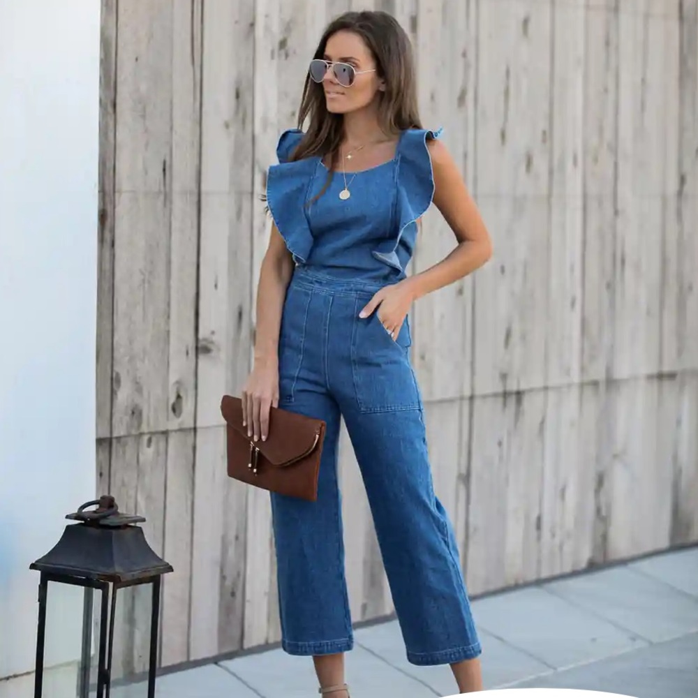 ‼️NWT‼️ Vici FARRAH POCKETED DENIM JUMPSUIT